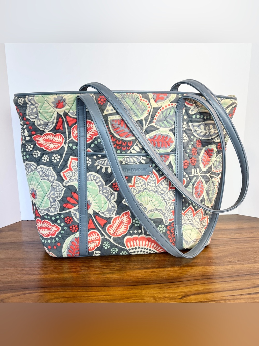 Vera Bradley Quilted Cotton Floral Tote Work Laptop Paisley Shoulder Handbag
